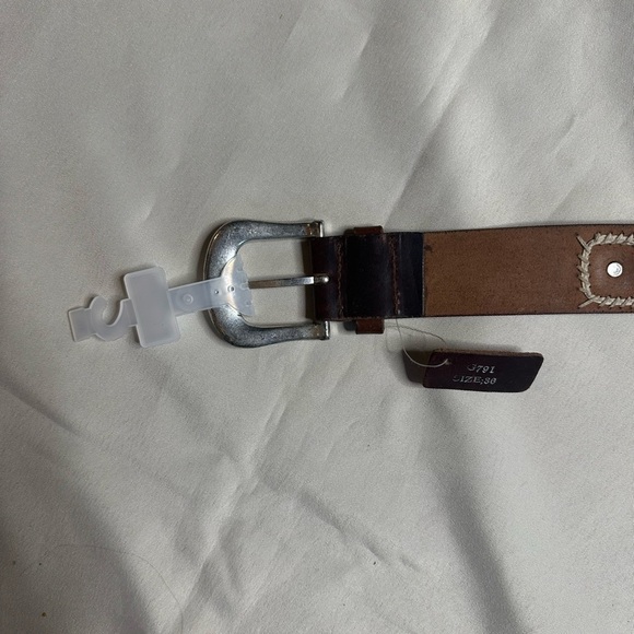 NEW Italian Brown Leather Studded Belt - Picture 6 of 9